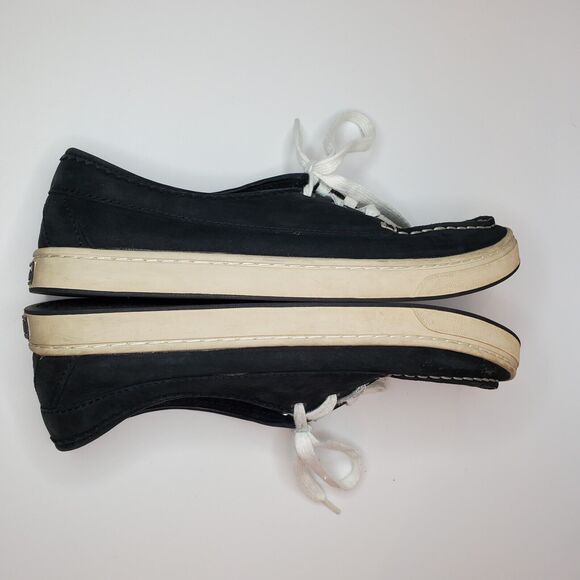 LL Bean Campside Blucher Mocs Women’s Size 8.5M Black Leather White Laces Shoes - Picture 5 of 7